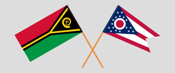 Crossed flags of Vanuatu and the State of Ohio. Official colors. Correct proportion