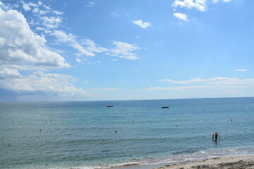 Beach and sea, sky and clouds, water