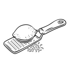 Lemon zest grater outline icon vector illustration. Line chefs tool for cooking in home or restaurant kitchen, kitchenware equipment for grating peel of lemon fruit to cook fish dish or pie recipe
