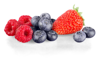 various type of berry fruits isolated on white