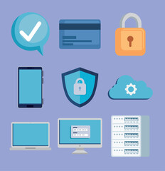 nine cyber security icons