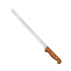 Chefs knife vector illustration. Cartoon isolated tool from restaurant kitchen, long knife to cut kebab meat roll on pole for cooking delicious Turkish or Greek shawarma, sandwich and pita fast food