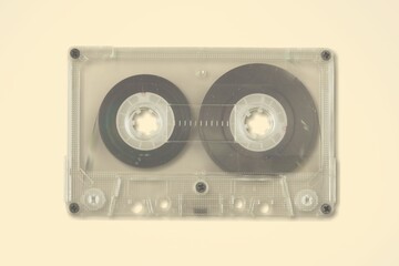 Retro old audio cassette on the desk