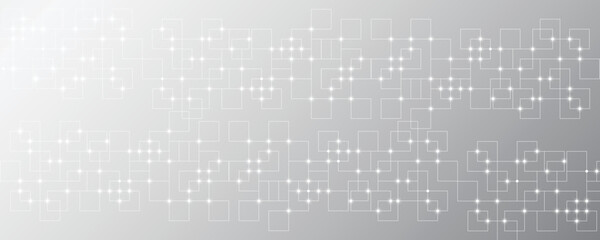 Gray and white technology background image Line design for communication connections in digital systems Hi-tech technology pattern