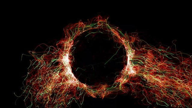Cosmic energy strings. Energy flows in the form of thin bright elements. Lines form structural fibers