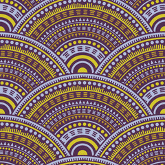Ethnic circle shapes seamless geometric pattern.