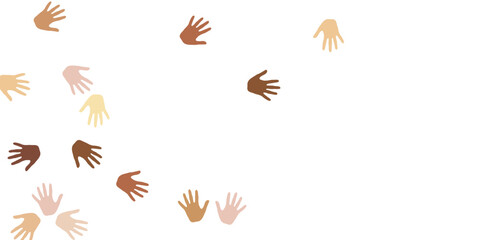 People hands of various skin tone silhouettes. Voting concept. Cosmopolite