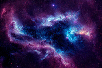 Naklejka na ściany i meble Space background. Nebula, stars, deep space. Science fiction nebula background
