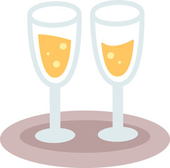Goblet flat icon Two glassware with champagne