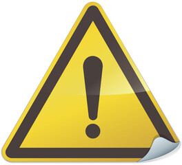 Yellow and black metallic triangular general hazard warning sticker