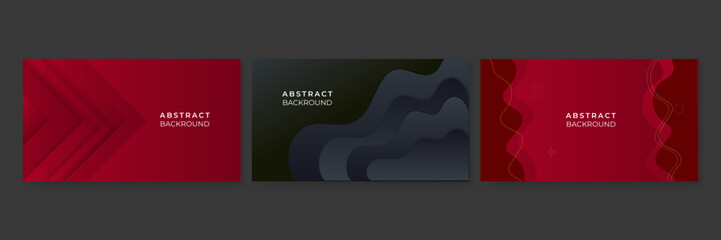 Obraz premium Set of abstract black red presentation background