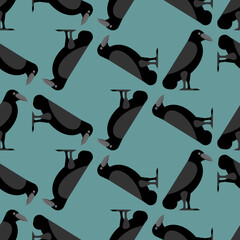 Black Raven Pattern seamless . Black crow Background. symbol of death