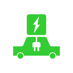 Charging for electric car sign. Green eco energy symbol.