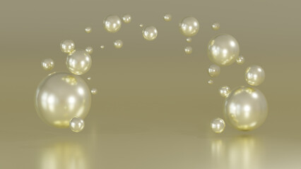 Abstract liquid circles with spacing against a gold background. A gold sphere in 3D design. Template for a modern, minimalist gradient. a 3D rendering