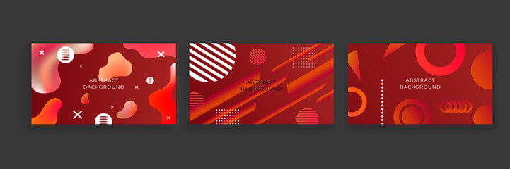 Set of abstract red presentation background