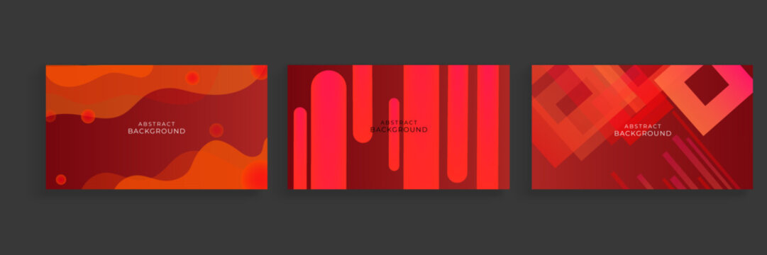 Set of abstract red presentation background