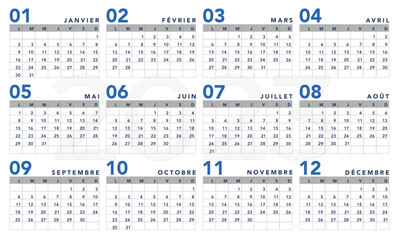 Calendrier 2023  France Classique gris Bleu