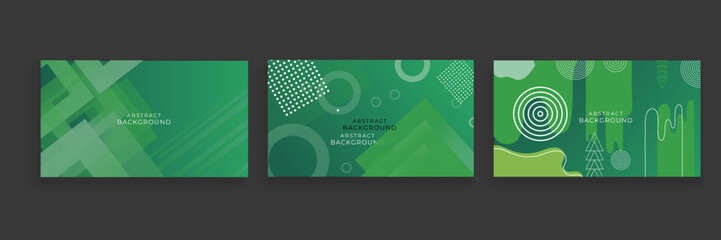 Set of abstract green presentation background