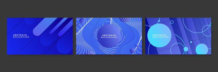 Set of abstract blue presentation background