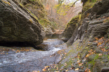 Waterfall in autumn forest