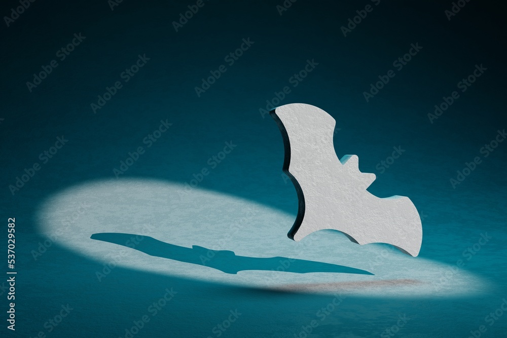 Poster beautiful abstract illustrations halloween bat symbol icon on a dark blue background. 3d rendering i