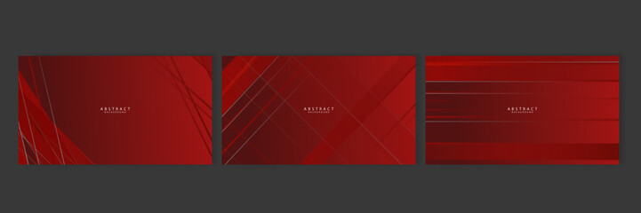 Set of abstract red presentation background