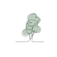 Tree vector line drawing image. 