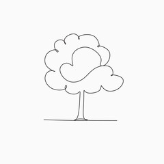 Tree line art drawing illustration. Minimalist logo