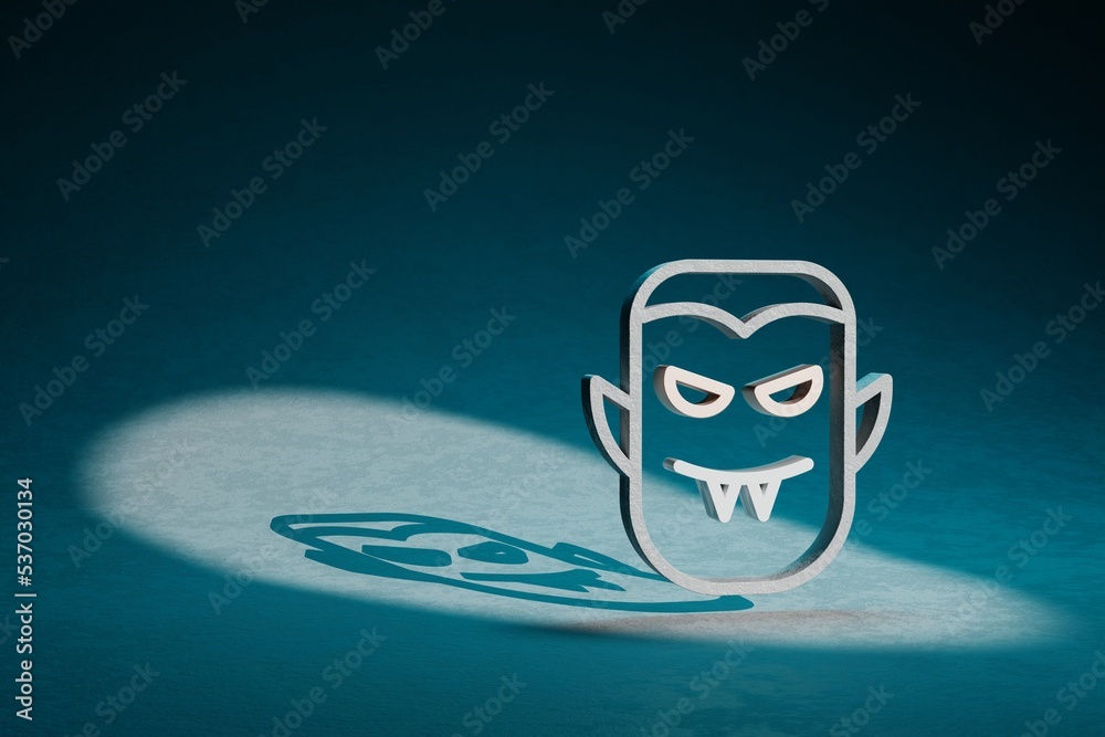 Poster Beautiful abstract illustrations Halloween vampire symbol icon on a dark blue background. 3d rendering illustration. Background pattern for design.