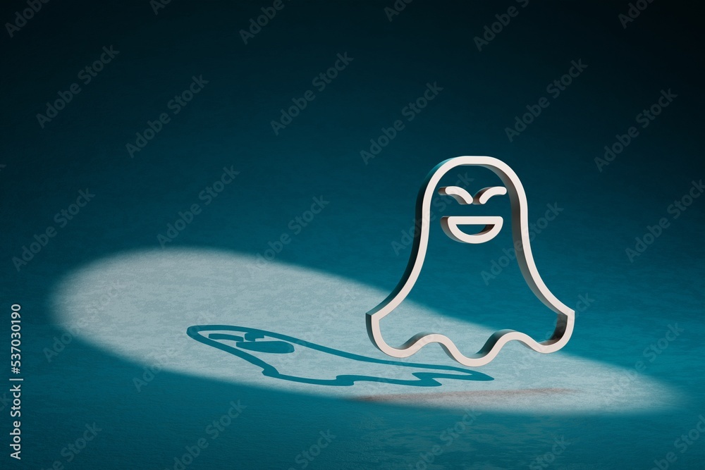 Poster Beautiful abstract illustrations ghost symbol icon on a dark blue background. 3d rendering illustration. Background pattern for design.