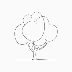 Tree line art drawing illustration. Minimalist logo