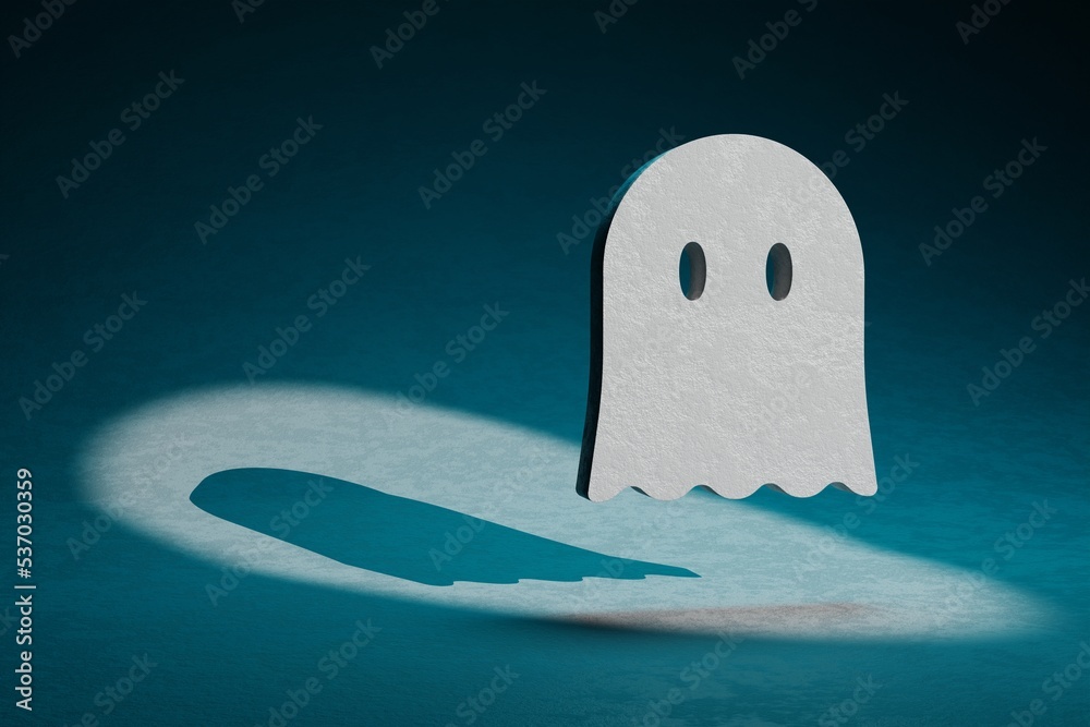 Poster beautiful abstract illustrations halloween ghost symbol icon on a dark blue background. 3d rendering