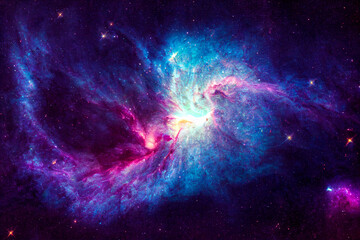 Plakat Space background. Nebula, stars, deep space. Science fiction nebula background