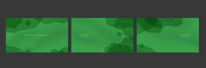 Set of abstract green presentation background