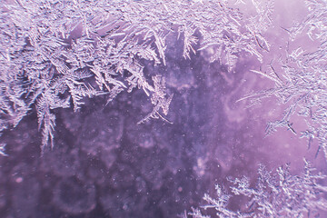 snow pattern on the glass from frost