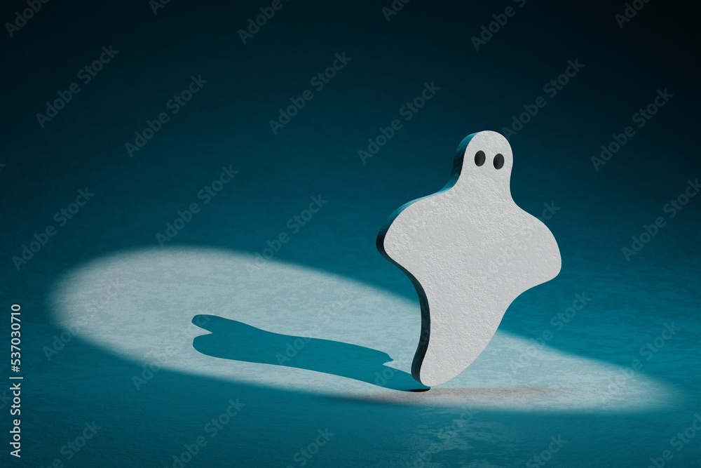 Poster beautiful abstract illustrations halloween ghost symbol icon on a dark blue background. 3d rendering