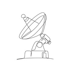 satellite continuous one line drawing. Vector illustration