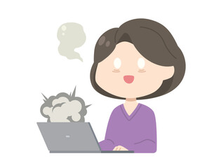 女性　パソコン　イラスト