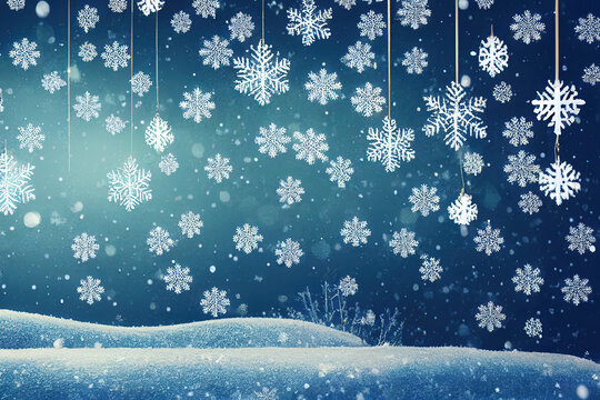 Winterhintergrund mit Schneeflocken, Illustration