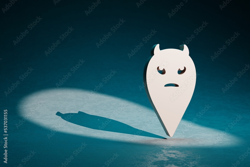 Poster Beautiful abstract illustrations Halloween devil symbol icon on a dark blue background. 3d rendering illustration. Background pattern for design.