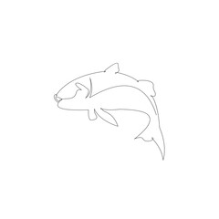 Fish continuous line art drawing style. Minimalist black linear sketch on white background. Vector illustration