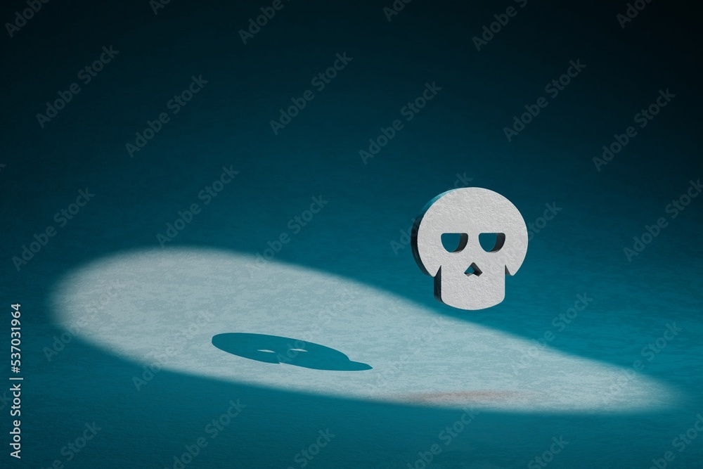 Fototapete beautiful abstract illustrations skull symbol icon on a dark blue background. 3d rendering illustrat