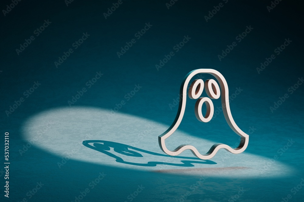 Poster Beautiful abstract illustrations ghost scared symbol icon on a dark blue background. 3d rendering illustration. Background pattern for design.