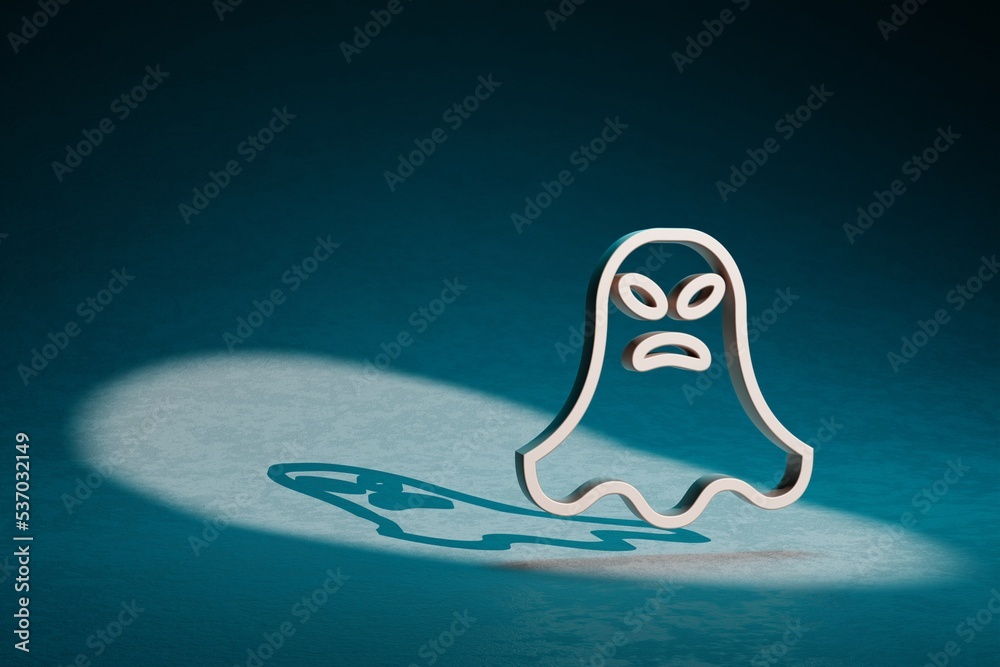 Poster Beautiful abstract illustrations ghost evil symbol icon on a dark blue background. 3d rendering illustration. Background pattern for design.