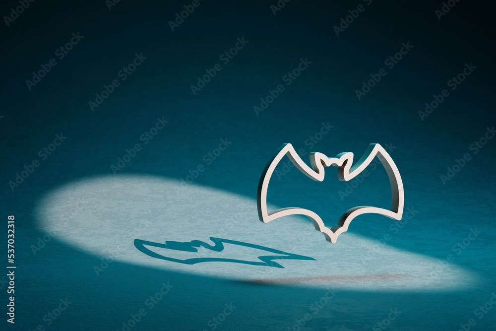 Poster beautiful abstract illustrations bat symbol icon on a dark blue background. 3d rendering illustratio