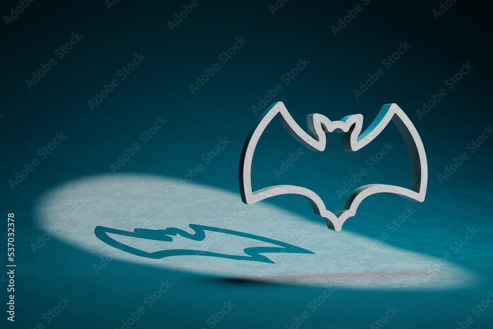 Aufkleber beautiful abstract illustrations bat symbol icon on a dark blue background. 3d rendering illustratio
