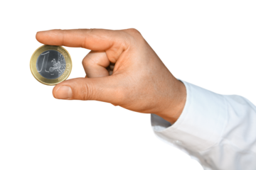 Gesture series: hand holding a euro coin