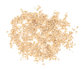 Oat flakes isolated white background, close up. oatmeal. barley flakes. rolled oat