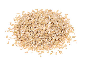 Oat flakes isolated white background, close up. oatmeal. barley flakes. rolled oat