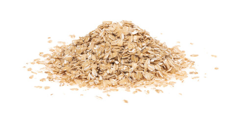 Oat flakes isolated white background, close up. oatmeal. barley flakes. rolled oat
